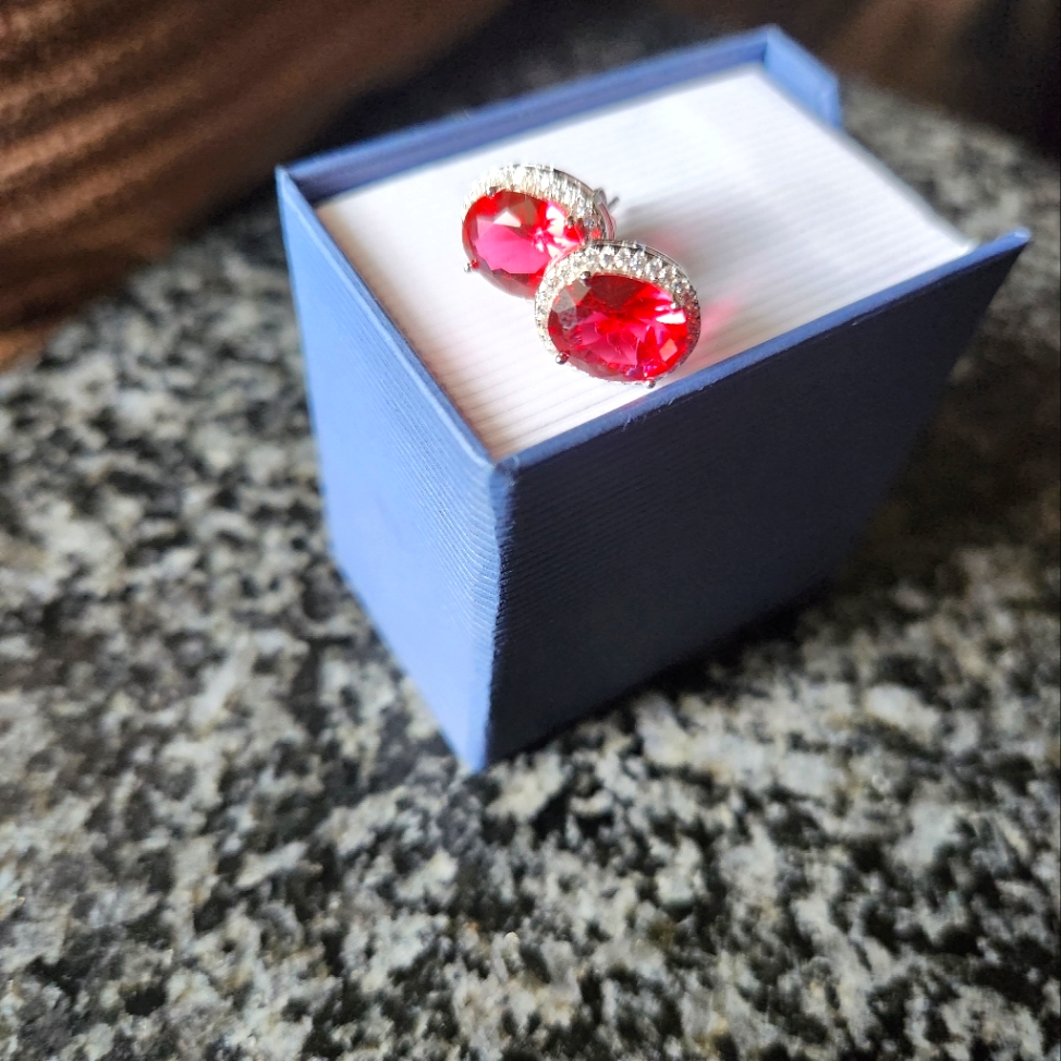 4.88 Ct Oval Cut Ruby Studs